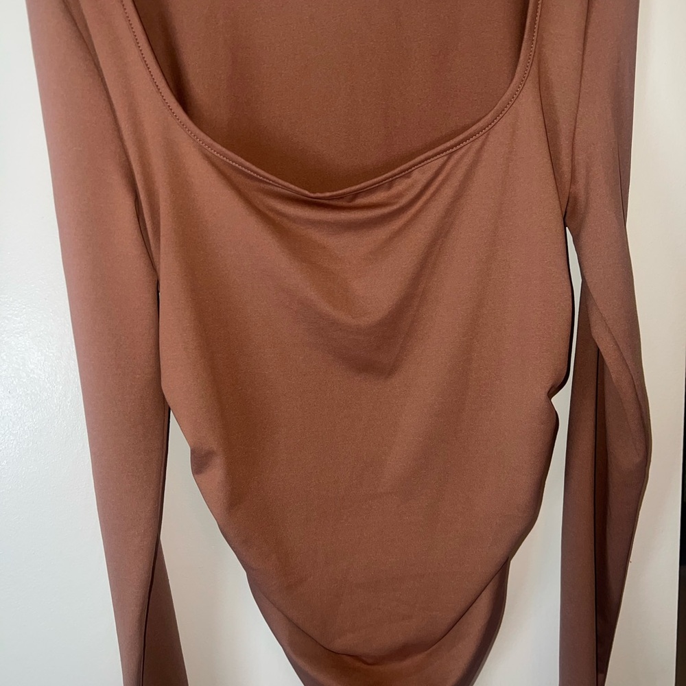 Elegant Brown Long Sleeve Top
